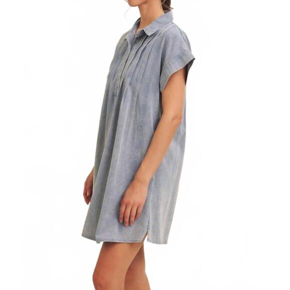 NEW IN FEBRUARY mineral washed cotton mini dress in blue - Picture 2 of 4